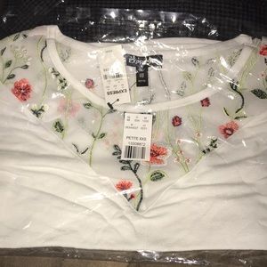 Petite Floral Front Crew Neck Tee